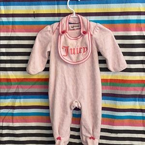 Juicy couture suede baby jumpsuit (bib included)